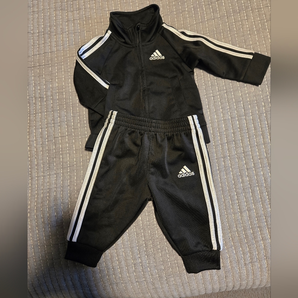 Adidas Infant Black Tracksuit with White Accents